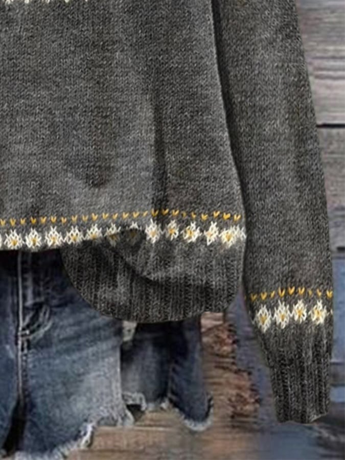 Norvella Cat Pattern Knit Hoodie