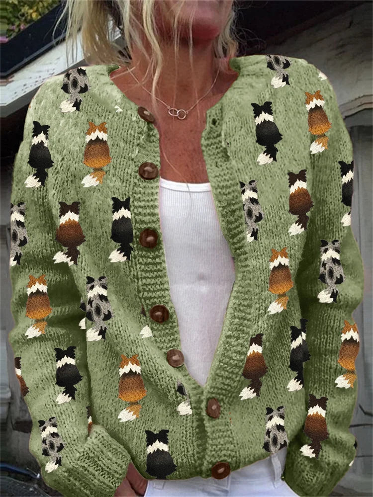 Avenique Cozy Knit Cardigan Dogs