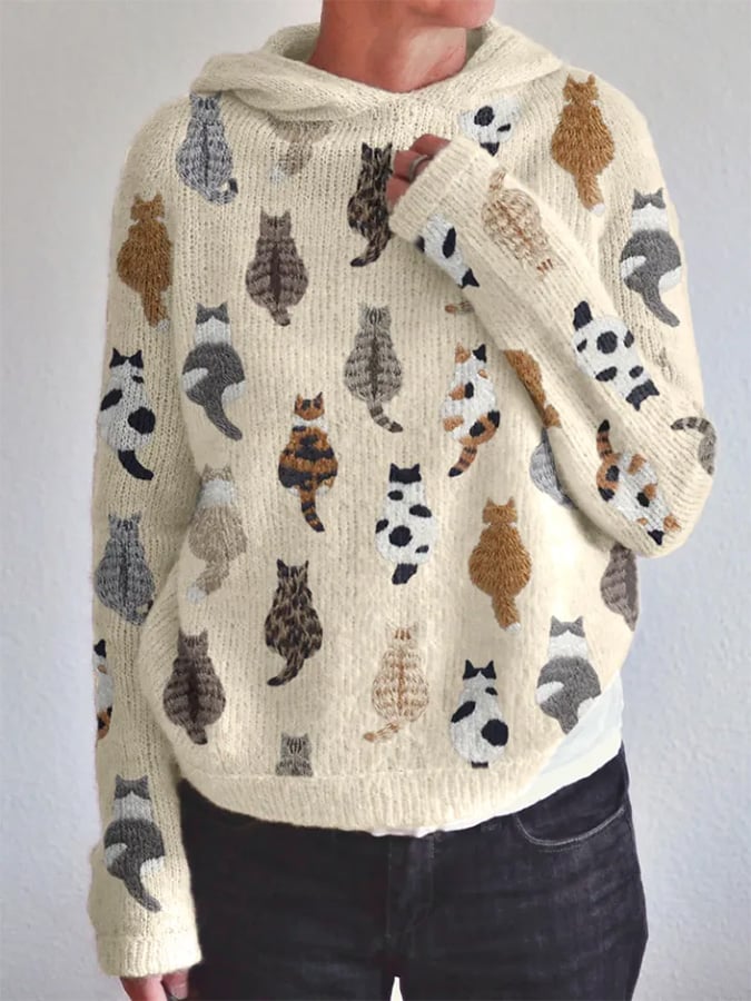 Kapuzenpullover mit Hunde-Print für Damen