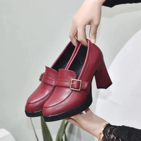 Cassandra Buckle Block Heels