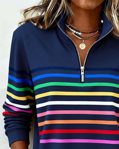 Harlow Stripe Quarter Zip Pullover