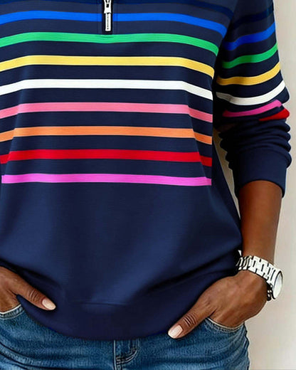 Harlow Stripe Quarter Zip Pullover