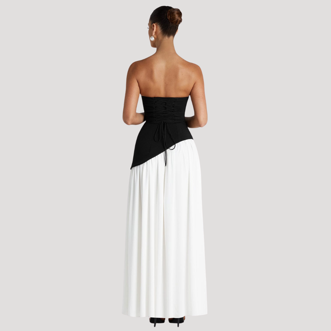 Elegant Pleated Strapless Long Evening Dress