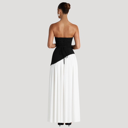 Elegant Pleated Strapless Long Evening Dress
