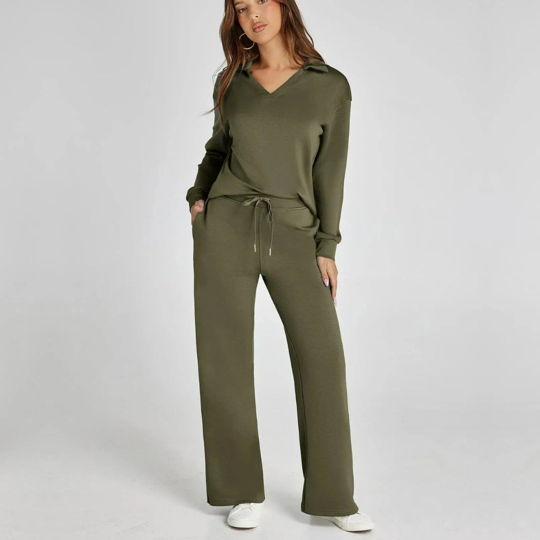 Ismara | Women's Relaxed Lounge Set – Oversized Wide Leg Two-Piece Outfit