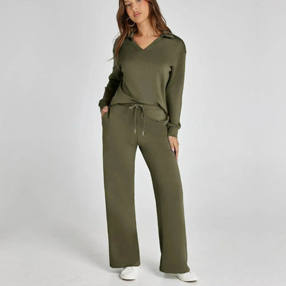 Ismara | Women's Relaxed Lounge Set – Oversized Wide Leg Two-Piece Outfit