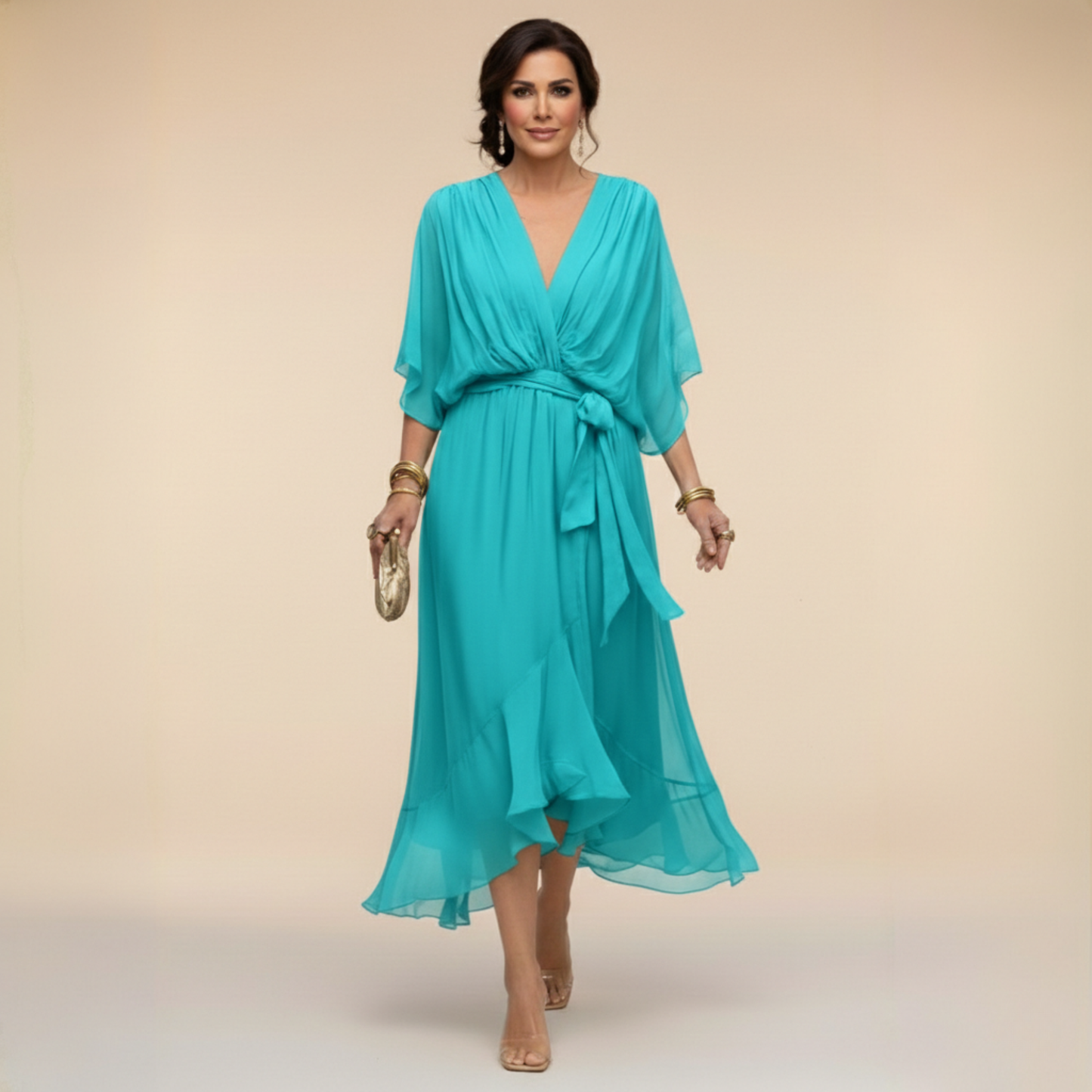 Monica Elegant Chiffon Midi Dress