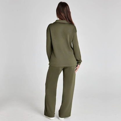 Ismara | Women's Relaxed Lounge Set – Oversized Wide Leg Two-Piece Outfit