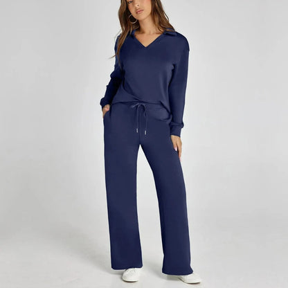 Ismara | Women's Relaxed Lounge Set – Oversized Wide Leg Two-Piece Outfit