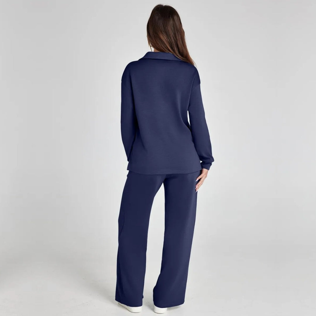 Ismara | Women's Relaxed Lounge Set – Oversized Wide Leg Two-Piece Outfit