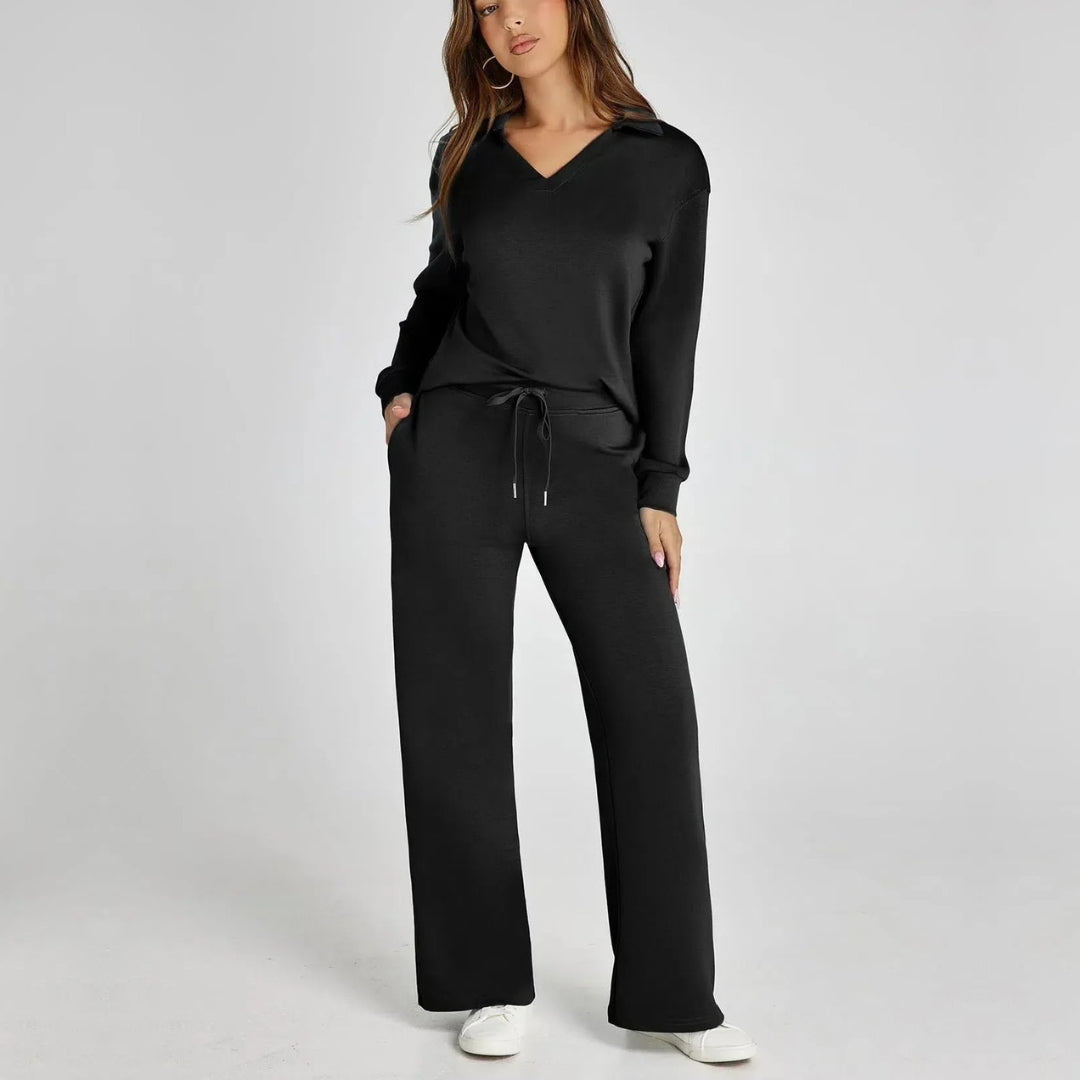 Ismara | Women's Relaxed Lounge Set – Oversized Wide Leg Two-Piece Outfit