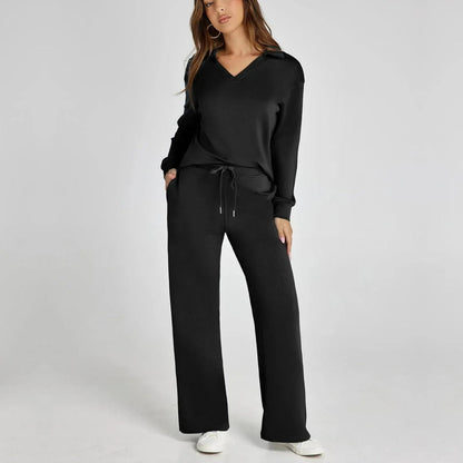 Ismara | Women's Relaxed Lounge Set – Oversized Wide Leg Two-Piece Outfit