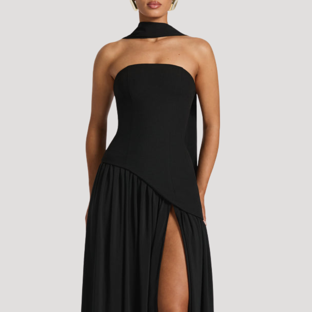 Elegant Pleated Strapless Long Evening Dress