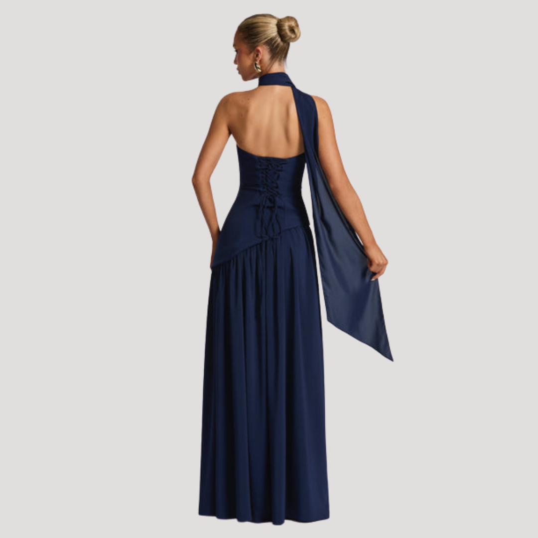 Elegant Pleated Strapless Long Evening Dress