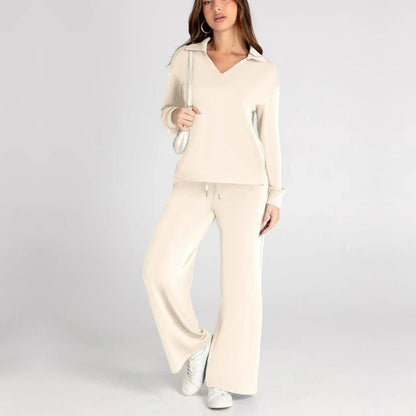 Ismara | Women's Relaxed Lounge Set – Oversized Wide Leg Two-Piece Outfit