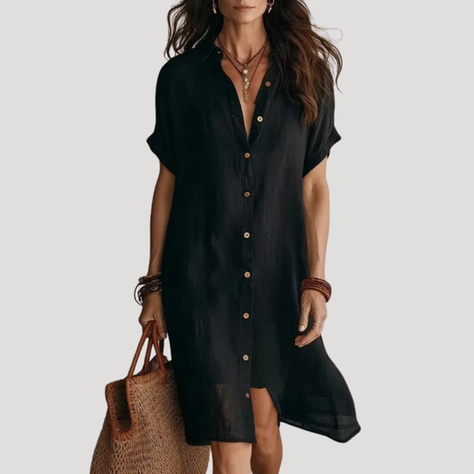 Casual Long Shirt Dress for Women V-Neck