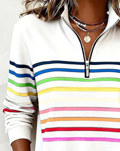 Harlow Stripe Quarter Zip Pullover