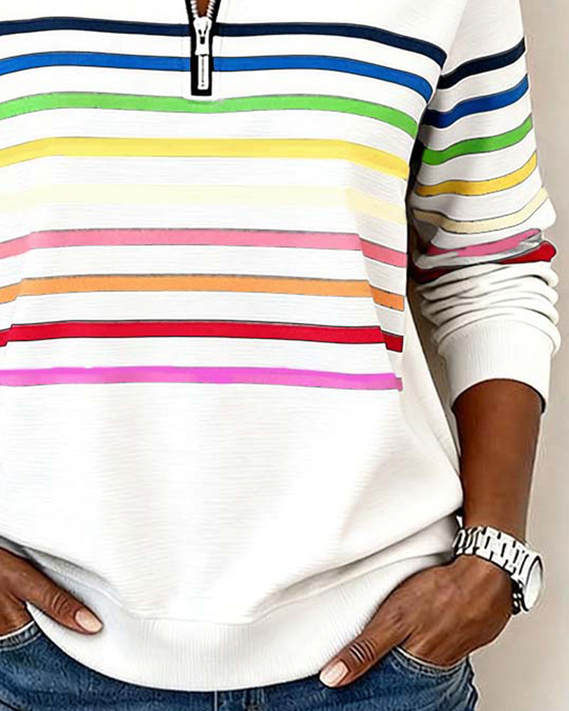 Harlow Stripe Quarter Zip Pullover