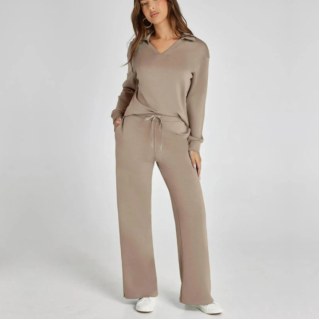 Ismara | Women's Relaxed Lounge Set – Oversized Wide Leg Two-Piece Outfit