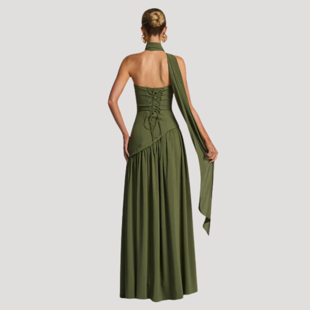 Elegant Pleated Strapless Long Evening Dress