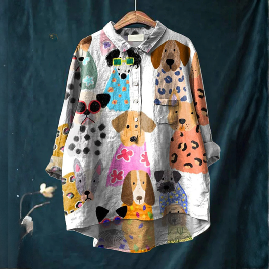 Bianca Artistic Dog Print Blouse