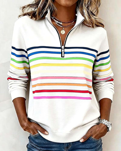 Harlow Stripe Quarter Zip Pullover