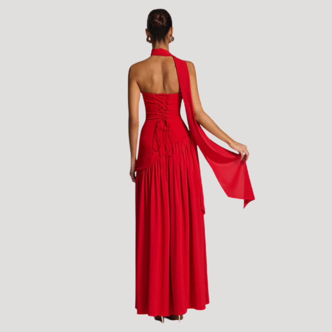 Elegant Pleated Strapless Long Evening Dress