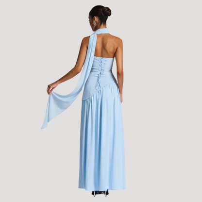Elegant Pleated Strapless Long Evening Dress