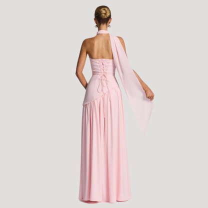 Elegant Pleated Strapless Long Evening Dress