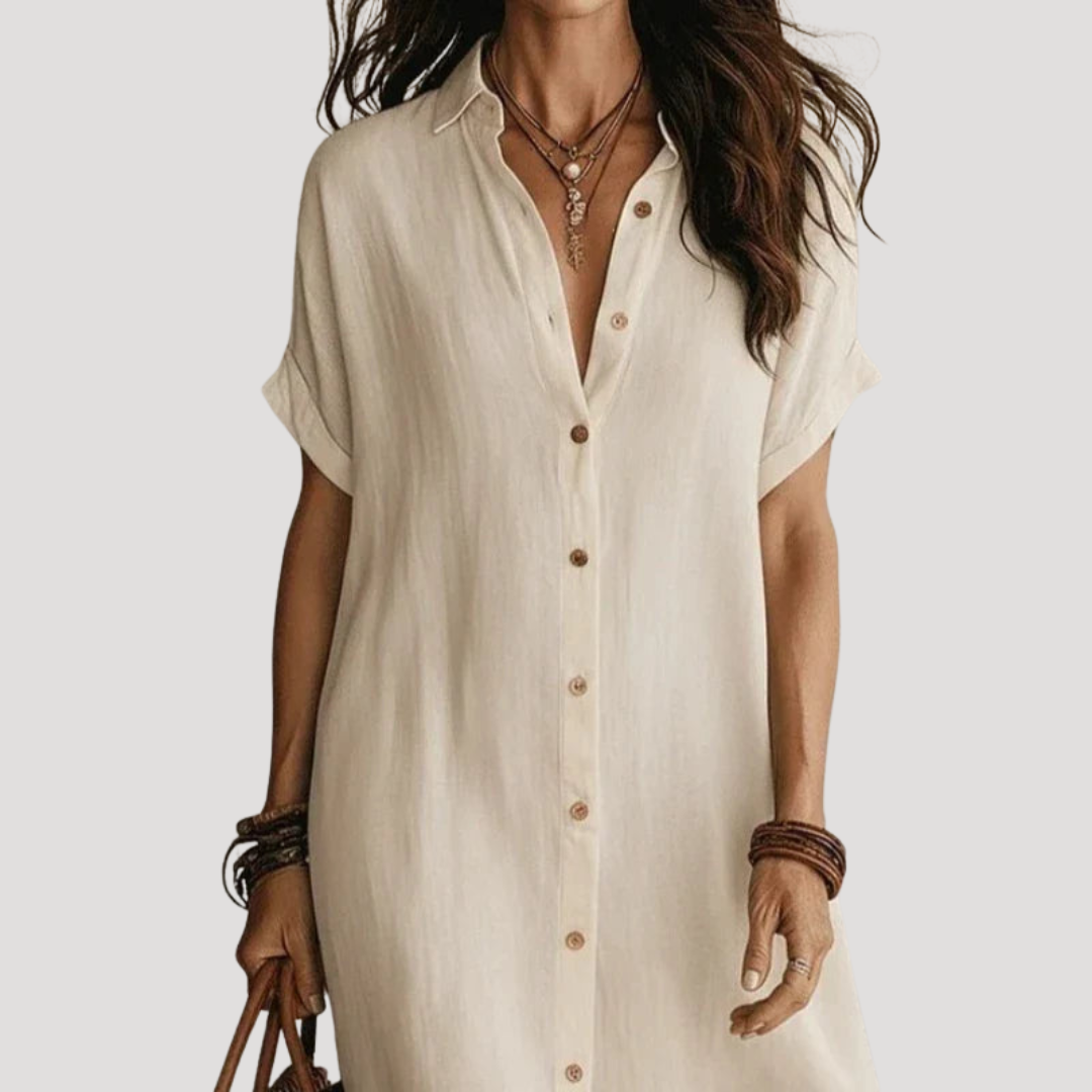 Casual Long Shirt Dress for Women V-Neck