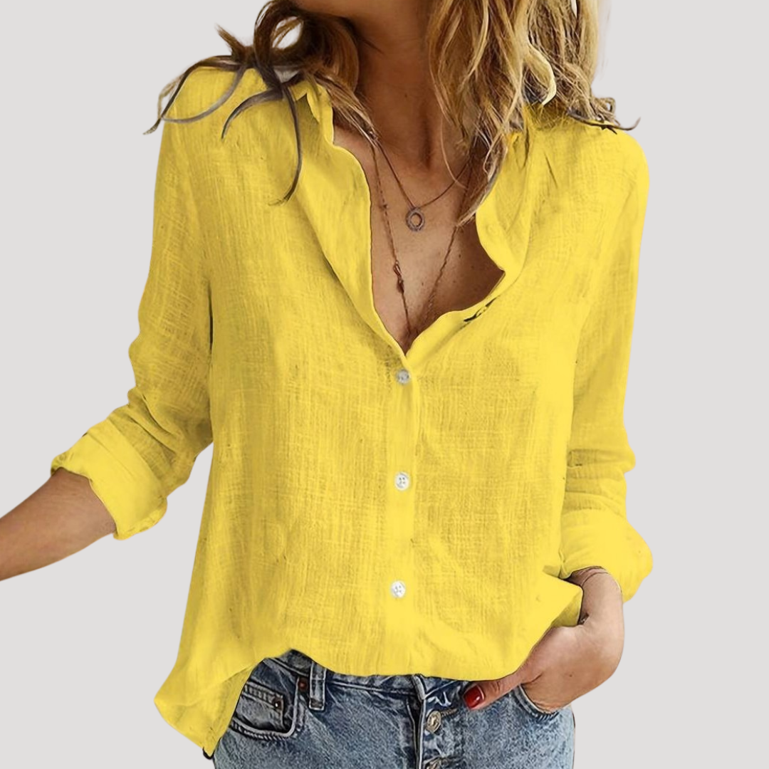 Lightweight and Breathable Linen Blouse with Long Sleeves