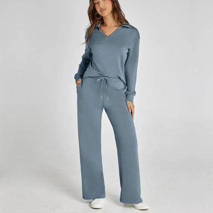 Ismara | Women's Relaxed Lounge Set – Oversized Wide Leg Two-Piece Outfit