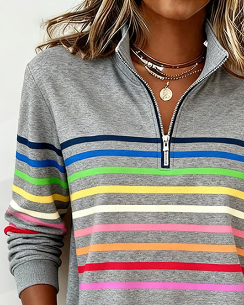 Harlow Stripe Quarter Zip Pullover
