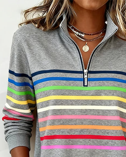 Harlow Stripe Quarter Zip Pullover