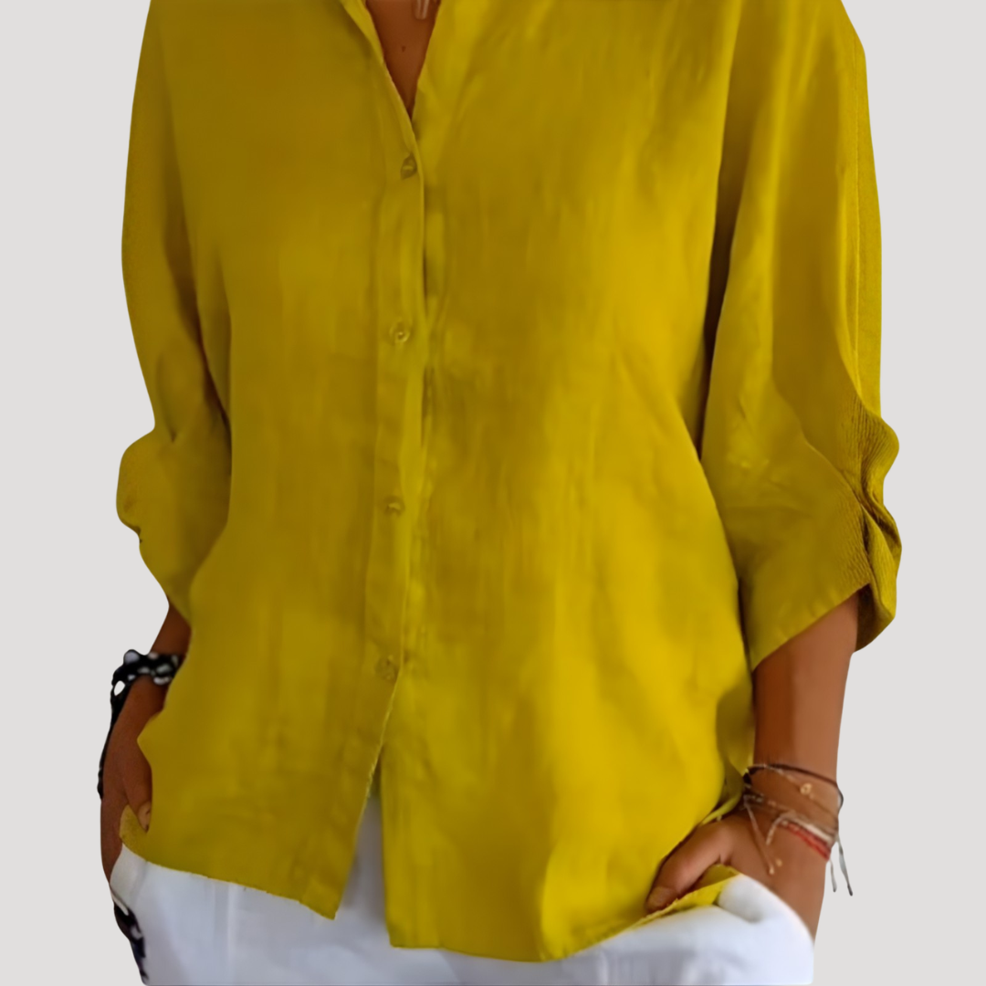 Fluid and Loose Linen Blouse with Long Sleeves