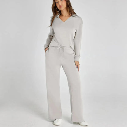 Ismara | Women's Relaxed Lounge Set – Oversized Wide Leg Two-Piece Outfit