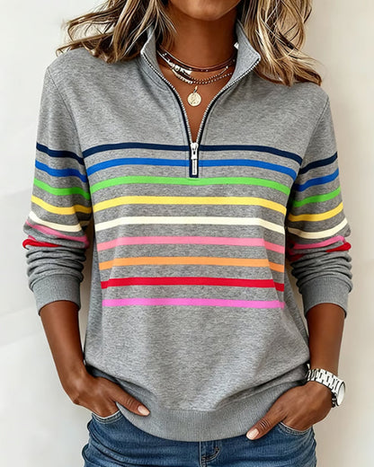 Harlow Stripe Quarter Zip Pullover