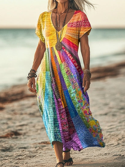 Zariah Bohemian Patchwork Dress