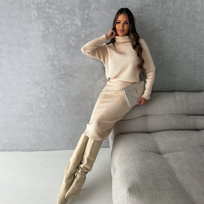 Floriana | Women's Sweater Midi Skirt Set – Fitted Long Sleeve Two-Piece Set