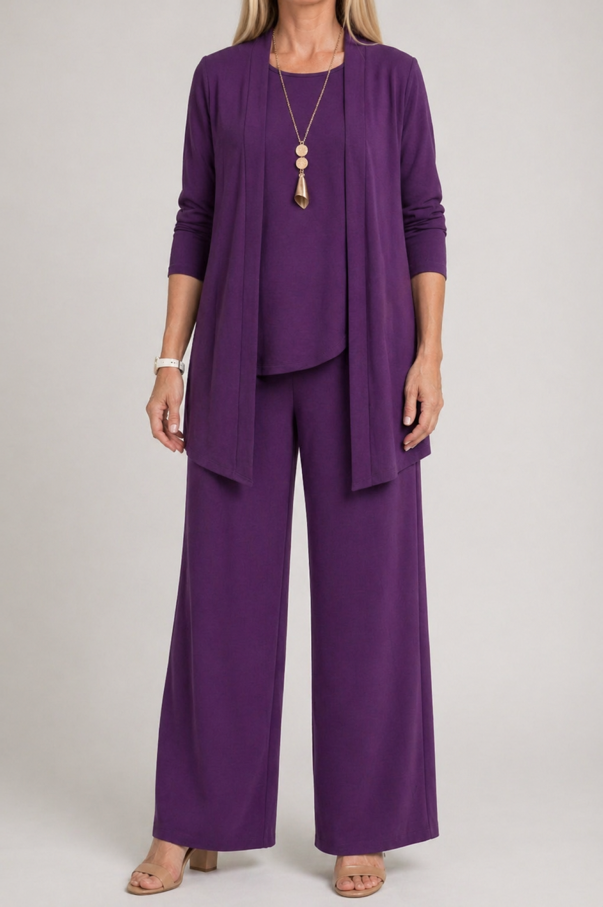 Irisa | Three Piece Coordinated Set Cardigan Top and Trousers for Women