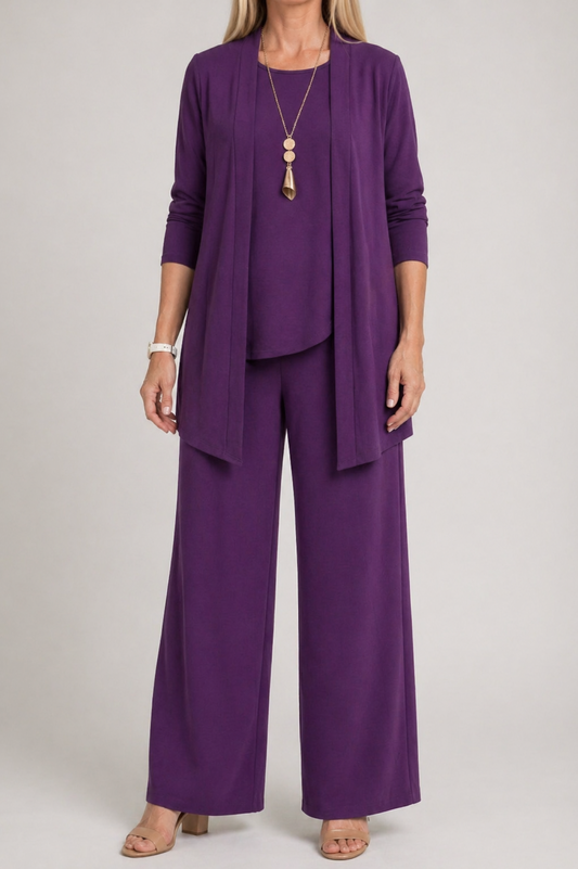 Irisa | Three Piece Coordinated Set Cardigan Top and Trousers for Women