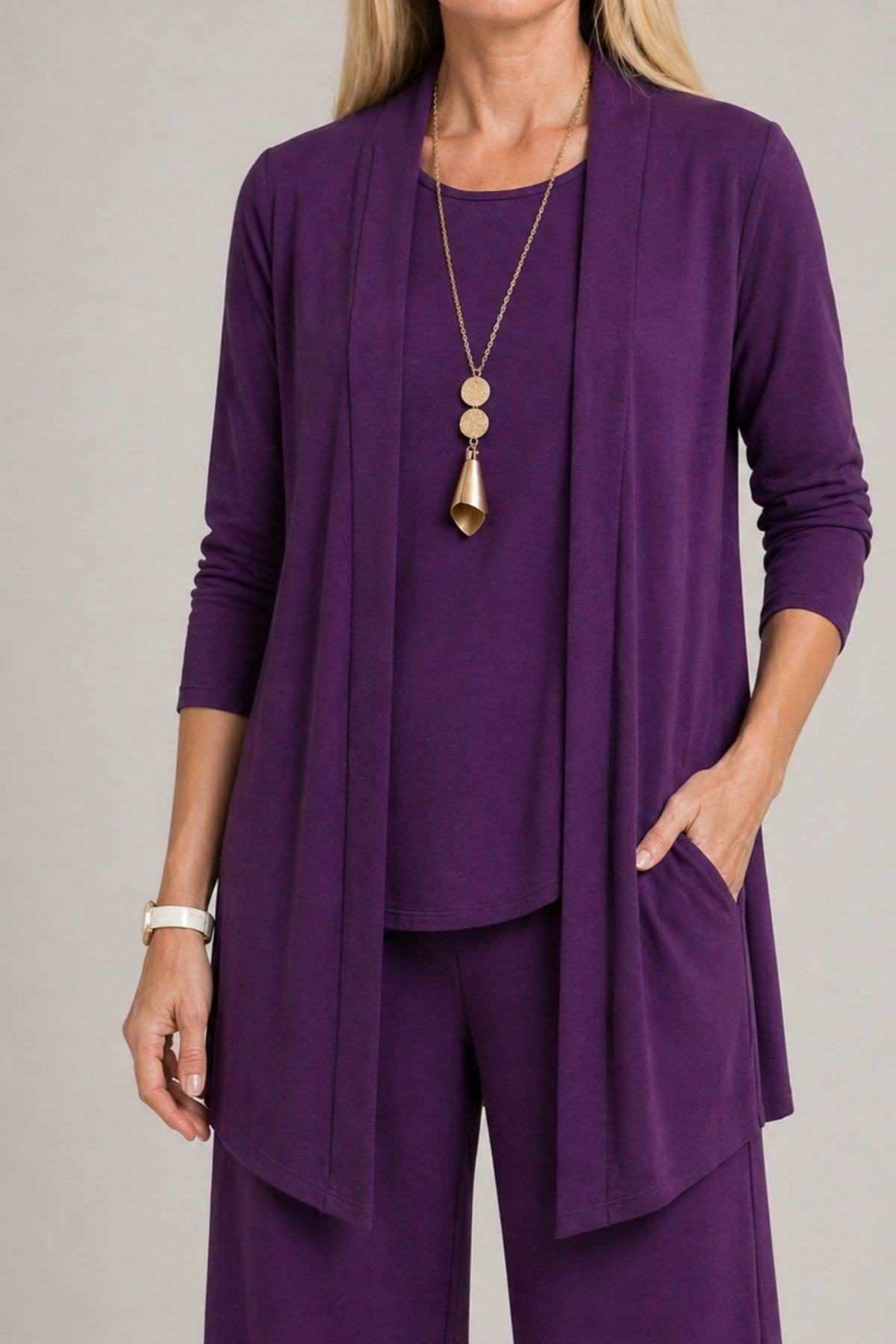 Irisa | Three Piece Coordinated Set Cardigan Top and Trousers for Women
