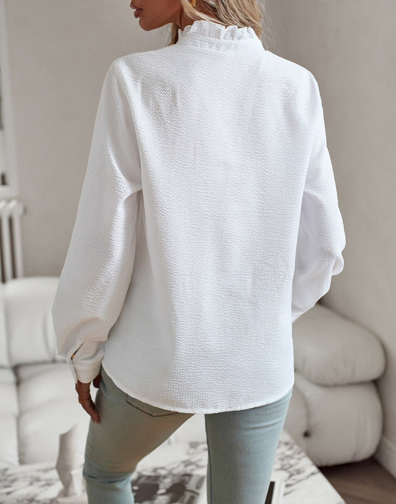 Colette Ruffle Button Blouse