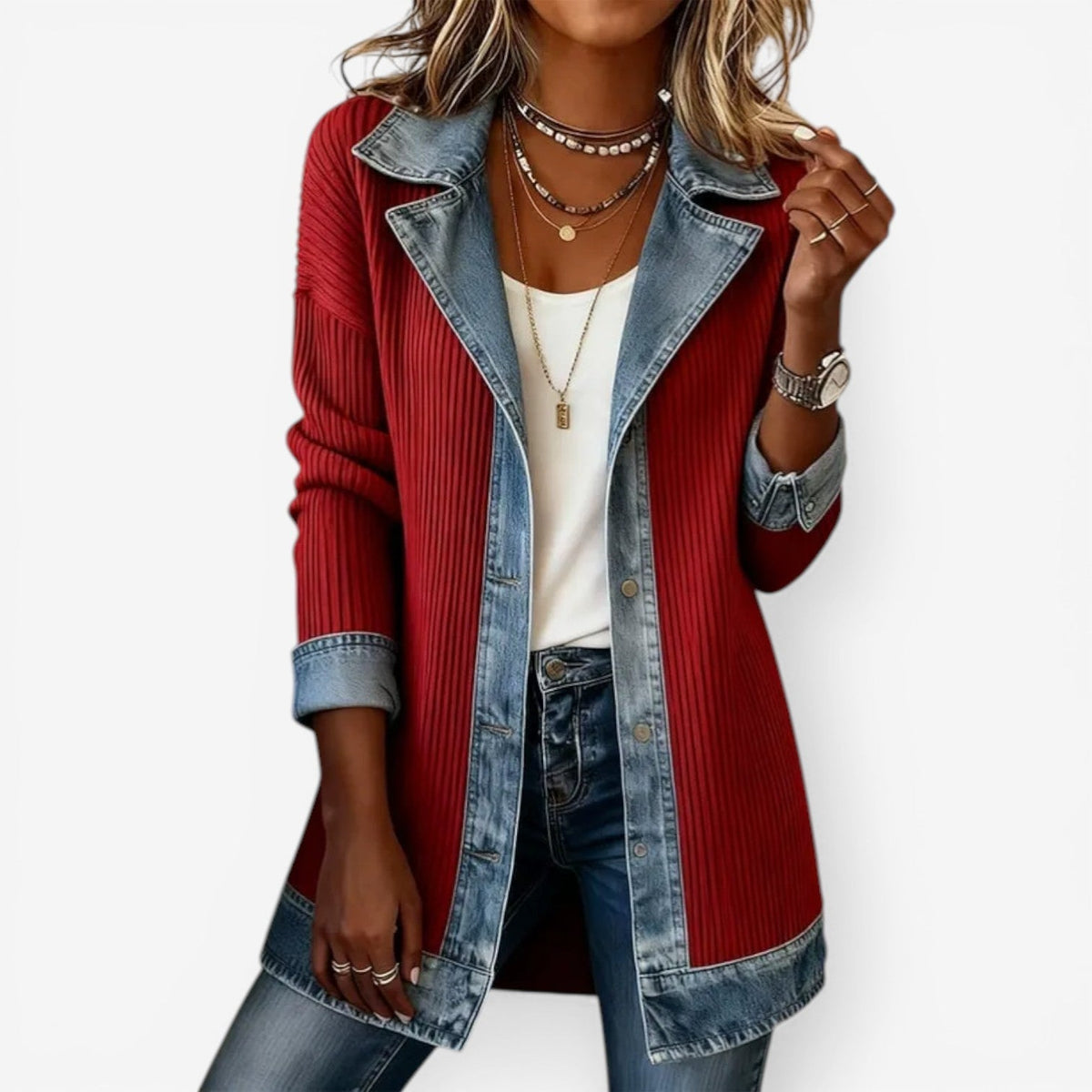 Elana | Elegant Layered Collar Button Jacket