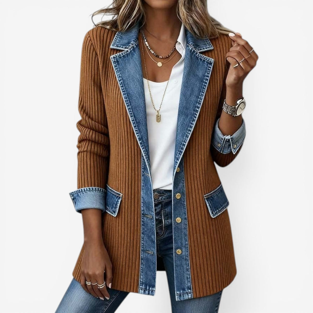 Elana | Elegant Layered Collar Button Jacket