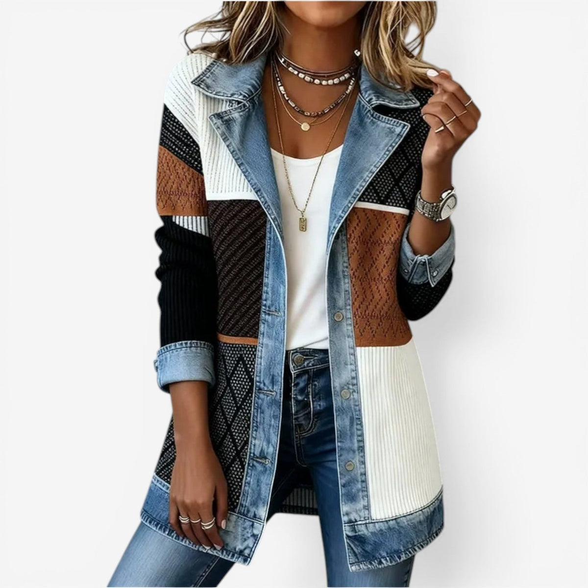 Elana | Elegant Layered Collar Button Jacket