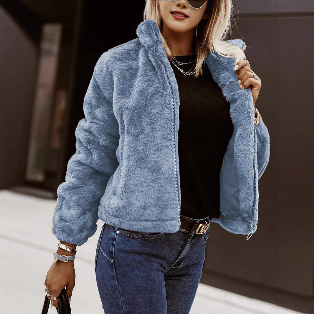 Fiora | Women's Teddy Bomber Jacket – Sherpa Zip Jacket