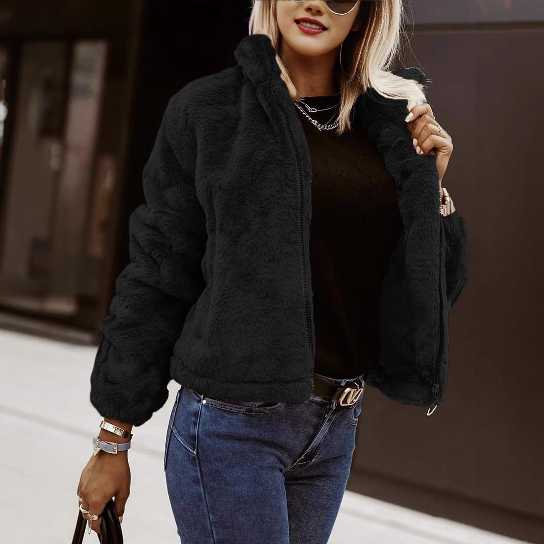 Fiora | Women's Teddy Bomber Jacket – Sherpa Zip Jacket