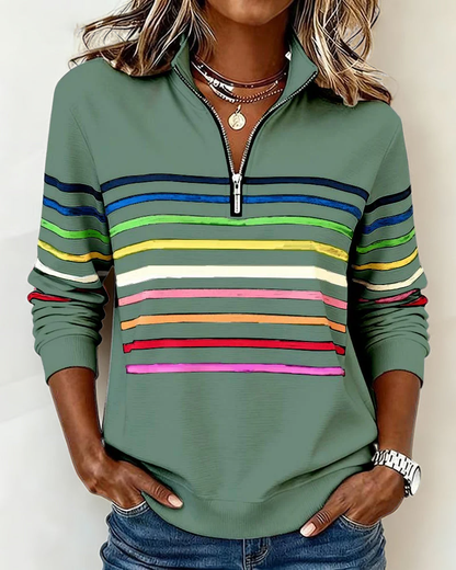 Harlow Stripe Quarter Zip Pullover