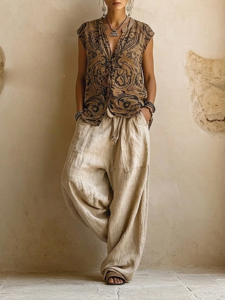 Emma | Natural 3-Piece Set - Premium Cotton and Linen Blend